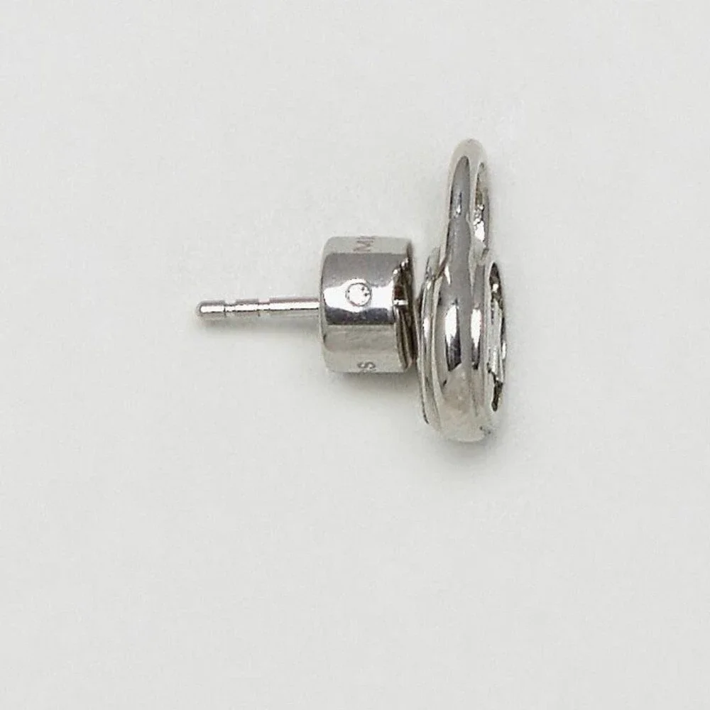 Michael Kors stud earrings Silver Logo pad Lock steel shiny luxe designer dainty
